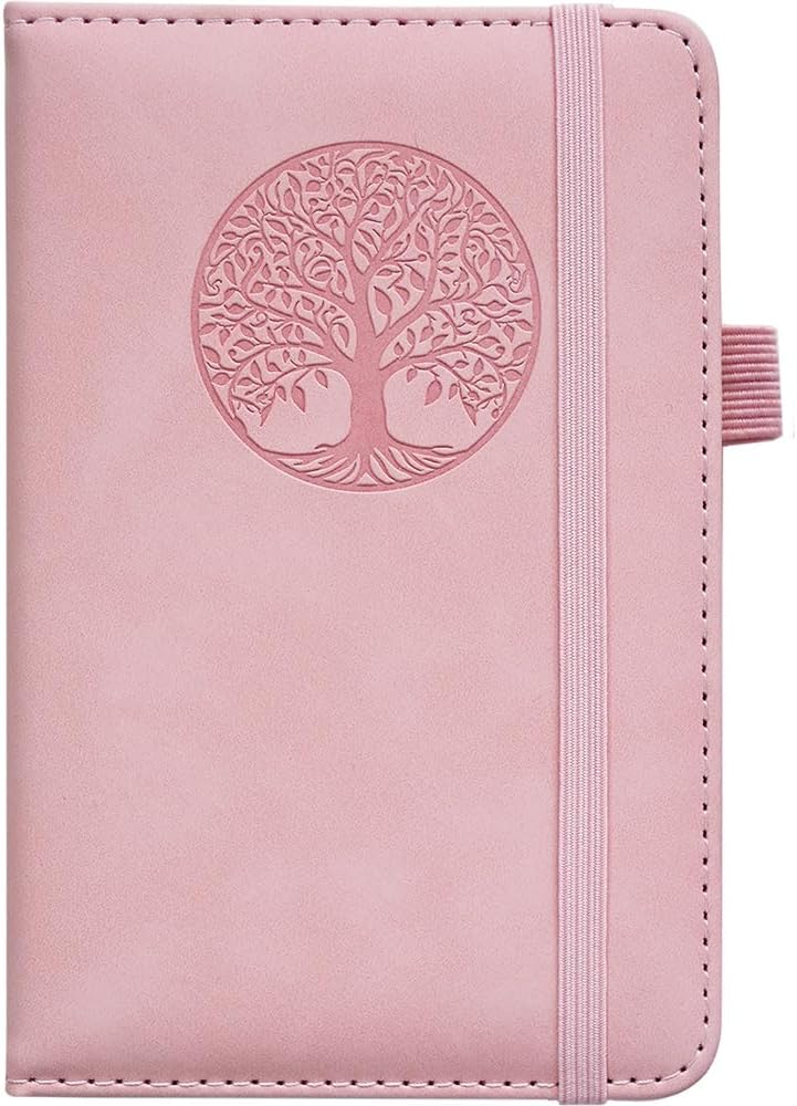 BIYUNRO Small Pocket Notebook, Leather Journal Mini (Pink) - Image 1
